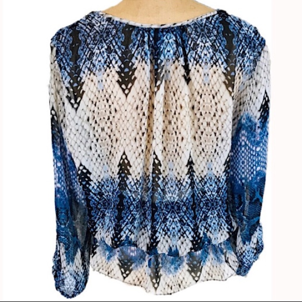 Caché Jeweled Blue Peplum Blouse, Medium - Picture 3 of 11